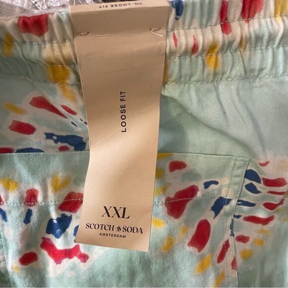 SCOTCH & SODA Fave Organic Cotton Bermuda Shorts Mint Flower Tie Dye Mens Sz XXL - Picture 5 of 9